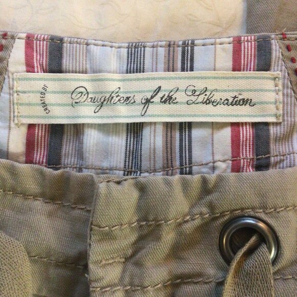 Daughters Of The Liberation Pants Women’s 00 Tan Khaki Linen Utility Wide Leg - Picture 7 of 10